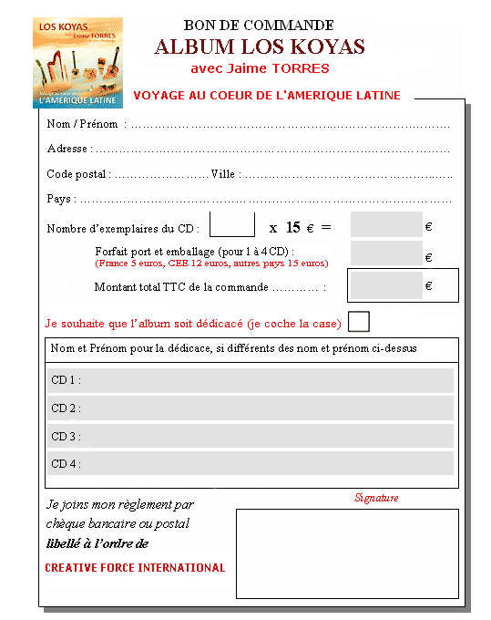 commander le disque de LOS KOYAS avec "El condor pasa".